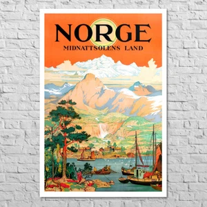 Poster Norway, 1930 | 23x34" Big size A1 | Old Scandinavian travel wall art - Picture 1 of 5