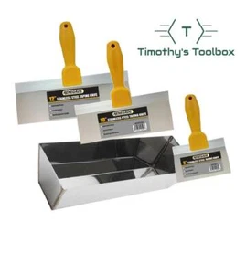 Drywall Taping and Finishing Knife Set: 6,10,12" Stainless Steel + 12" Mud Pan - Picture 1 of 5