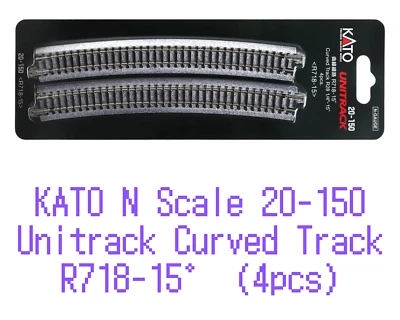 KATO N Scale 20-150 Unitrack Curved Track R718-15° (4pcs) New - Image 1 of 3