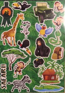Pegatinas de pared JUNGLE SAFARI 19 calcomanías decoración infantil animales africanos mono Jeep - Imagen 1 de 1