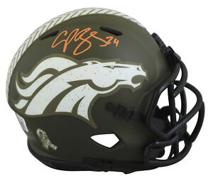 Broncos Champ Bailey Signed Salute To Service Speed Mini Helmet BAS Witnessed