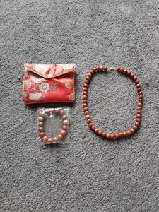 Red Jasper Set 925 Sterling Silver Necklace Bracelet Beaded Beads Boho - Picture 1 of 7