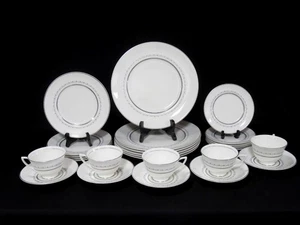 Royal Doulton TIARA Platinum on White Dinner, Salad, Bread Plates, Cups & Saucer - Picture 1 of 12