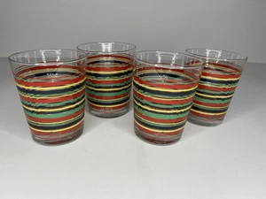 Fiesta Ware Glasses Tumblers SET 4 Retired Low Ball Cocktail Striped Fiestaware - Picture 1 of 5