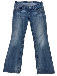 Big Star Casey K Jeans 29R Low Rise Fit Dark Blue Denim Boot Cut Thick Stitch - Picture 1 of 12