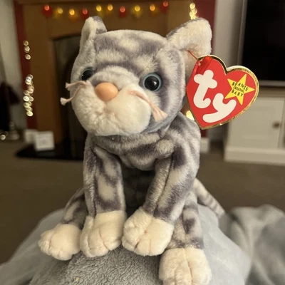 BNWT Retired Ty Beanie Baby Plush Silver the Grey Cat Immaculate Tagged NEW - Image 1 of 4