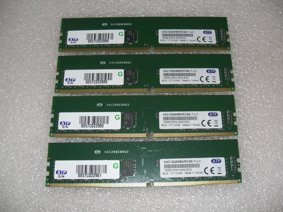 64 GB (4 x 16 GB) DDR4 ECC memoria RAM UDIMM 2400 MHz ATP X4C16QE8BNRCSE-7-LI1 - Immagine 1 di 2