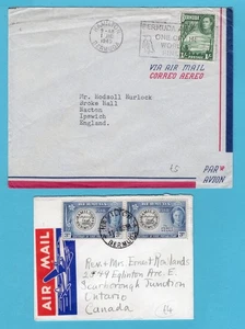 BERMUDA 2 air covers 1949-53 Hamilton to England and Canada - Picture 1 of 2