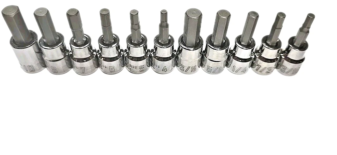 STEELMAN 7-Piece 3/8" Drive Allen Socket Set - Metric Sizes 4-10mm, Chrome Vanadium Steel