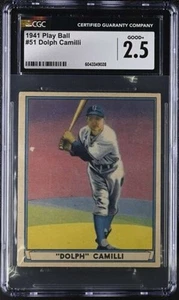 1941 PLAY BALL #51 DOLPH CAMILLI CGC 2.5 GOOD+ DODGERS 4878 - Picture 1 of 2