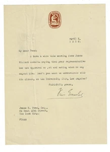 1926 LETTER SIGNED by Houghton Mifflin director FERRIS GREENSLET to James B Pond - Picture 1 of 1