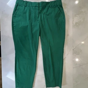 Vintage J.Crew Café Capri Pants Size 14 Green Stretch Cotton Spandex Classic Fit - Picture 1 of 13
