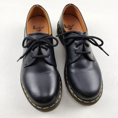 Zapato informal Dr Martens 1461 Oxford de cuero liso para mujer 7 negro grueso con cordones Foto 1 de 4