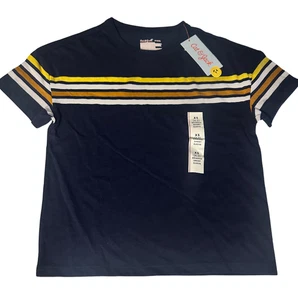 Cat & Jack Boys XS (4/5) Navy Striped T-Shirt – Short Sleeve Relaxed Fit NWT - Picture 1 of 2