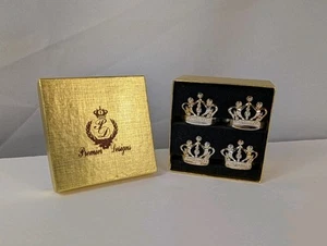 Premier Designs Silver Tone Metal Set Of 4 Crown Napkin Rings Kitchen Dinnerware - Picture 1 of 19