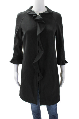 Cappotto donna Valentino full zip maniche lunghe arricciato davanti nero taglia 8