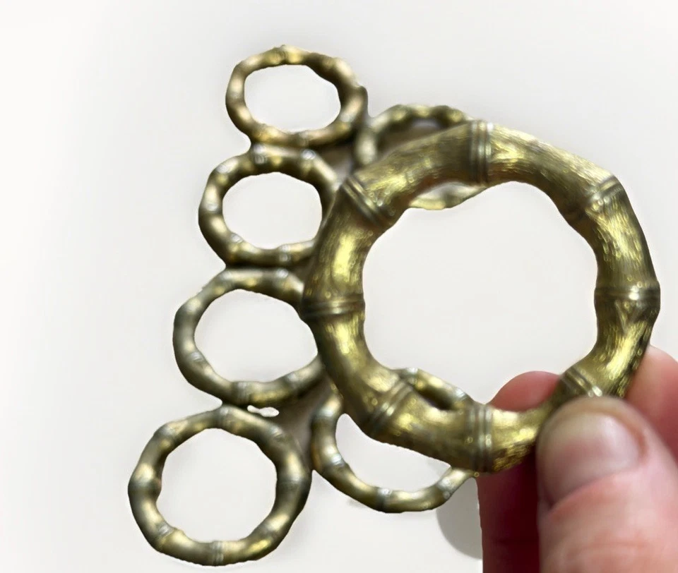 Винтажный золотой латуни бамбука развлечения салфетки кольца набор из 7 твердых колец - Изображение 1 из 4