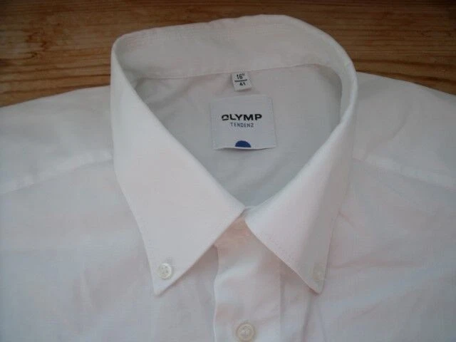 Olymp Tendenz Camicia A Maniche Corte 41 Bianca Unicolore Molto Buona #TA619 - Immagine 1 di 1