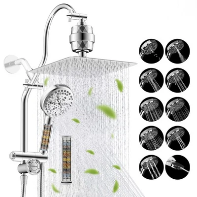 Upgraded 10" Rainfall Showerhead Combo High Pressure Filtered Shower Head Spray - Image 1 of 4