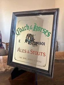 Coach & Horses Ales & Stouts Framed Bar Mirror 10”x12” - Picture 1 of 4