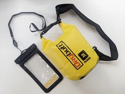Drybutt Waterproof 2L Drybag AND Phonecase IPX8 Pouch Underwater Yellow Dry Bag - Image 1 of 4