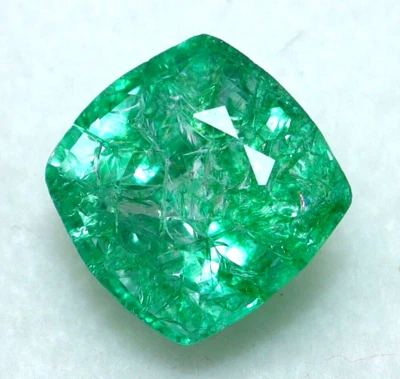 Cojín Suelto Natural Colombiano 5.75 Ct Verde Esmeralda Forma Piedra Preciosa Facetada Foto 1 de 4