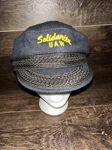 VTG UAW Captains Hat Cap Fitted Men’s XL Blue Solidarity Union United Hatters - Picture 1 of 8