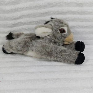 Realistisches Baby Esel Plüschtier Stofftier liegend Klett Beine grau - Bild 1 von 7