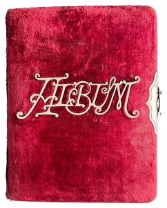 ANTIGUO ÁLBUM DE FOTOS GABINETE DE TERCIOPELO ROJO FAMILIA ACCKERMAN CONDADO DE BERGEN +33 FOTOS - Imagen 1 de 19