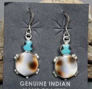 Turtle Dangle Earrings Zuni inlay Kathy Qualo - Picture 1 of 5