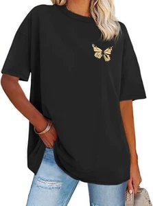 Womens Oversized T-shirt Graphic Tees Crew Neck Short Sleeve Loose Fit Tops - Picture 1 of 8