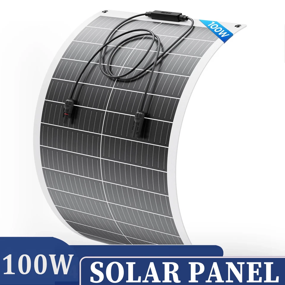 100W 12V Flexible Mono Solar Panel for Home Camper van Caravans Marine Boat RV - Image 1 of 4