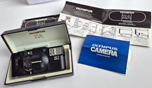 Olympus XA 35mm Compact Film Camera w/A11 Flash Box Case TESTED / WORKING. refB - Picture 1 of 6