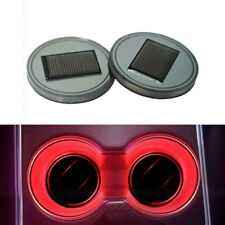 2x Red LED Solar Cup Pad Car Interior Parts Cover Decoration Light Accessories