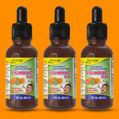 Gotas líquidas de vitamina C para niños Arymar, 2 fl oz - sabor naranja (paquete de 3) Foto 1 de 4