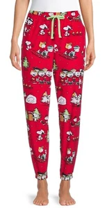 PEANUTS SNOOPY WOMENS CHRISTMAS SLEEP JOGGER PANTS RED 2X (18-20) NWT [CHR8] - Picture 1 of 6