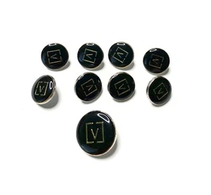 (9) VALENTINO V Logo Black Gold Buttons Replacement Suit Jacket Coat Cuffs VTG - Picture 1 of 5