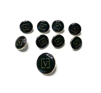 (9) VALENTINO V Logo Black Gold Buttons Replacement Suit Jacket Coat Cuffs VTG - Image 1 of 4