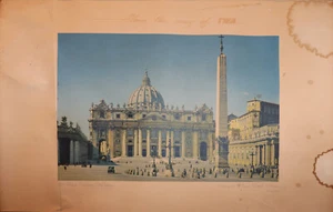 TWA AIRLINES ALONG THE WAY St Peter Vatican City Rome vintage Travel poster 1950 - Picture 1 of 20