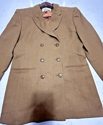 Vtg Jones New York Brown Mocha Wool Blazer USA Double Breasted Women Sz 10 - Image 1 of 4