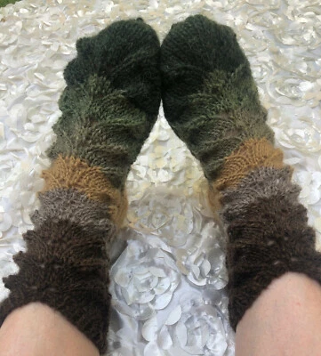 Calcetines de media pantorrilla para mujer talla US 5-6 100 % lana islandesa tejidos a mano tonos tierra Foto 1 de 4