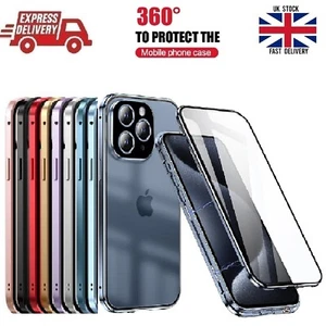 Magnetic Double Sided Tempered Glass Metal Bumper Case For Apple iPhone 15 Pro - Picture 1 of 35