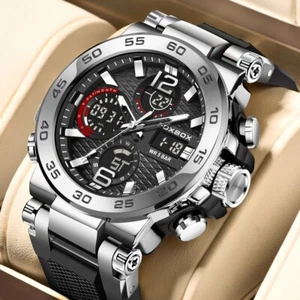 Men Watch Quartz Digital Analog LED 5ATM Waterproof Diver Sport Boys Wristwatch - Picture 1 of 8