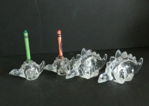 Two Clear Glass Stegasaurus Candle Holders & Two Glass Stegasaurus Figurines - Picture 1 of 12