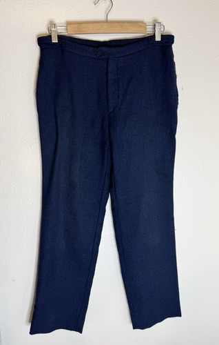 Burberry London pantaloni di lana aderenti slim conici blu 30R