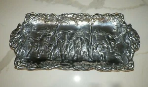 VTG ARTHUR COURT ALUMINUM JAGUAR ELEPHANT & BIRD HANDLED SERVING TRAY 21" 1995 - Picture 1 of 9