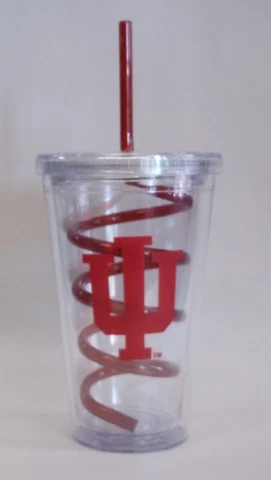 IU Indiana Hoosiers Travel Insulated Tumbler Spiral Straw Cover