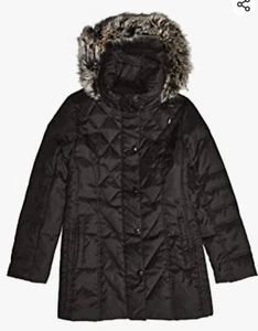 Black London Fog womens puffer jacket with hood and faux fur trim. Size plus 0X  - Picture 1 of 12