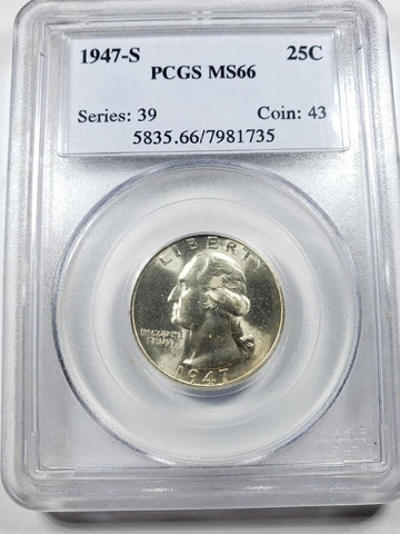 1947 S Washington Quarter PCGS MS66 Cover