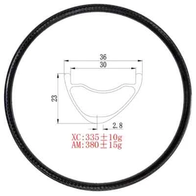 Llanta de carbono 29er MTB 36 mm de ancho interior 30 mm asimétrica UD 23 mm mate profundo brillante Foto 1 de 4